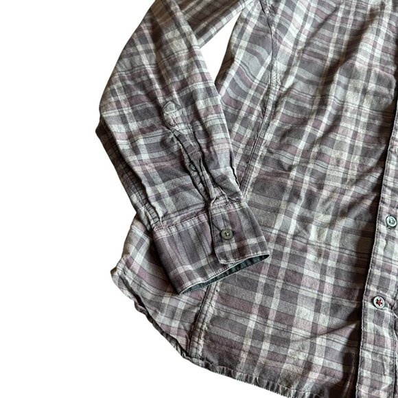 John Varvatos Plaid Button-Down Shirt Long Sleeve 100% Cotton Purple Size Large - Picture 4 of 13